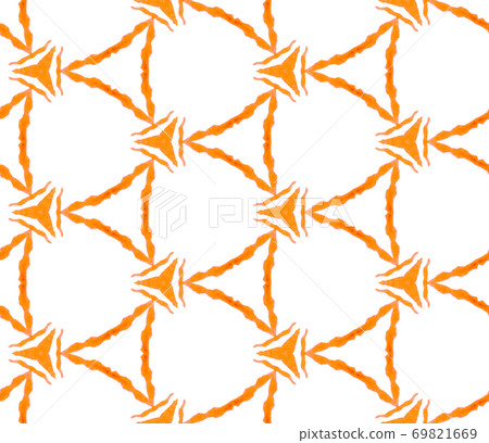 Orange geometric foliage seamless pattern. Hand dr Orange geometric foliage seamless pattern. Hand dr 69821669