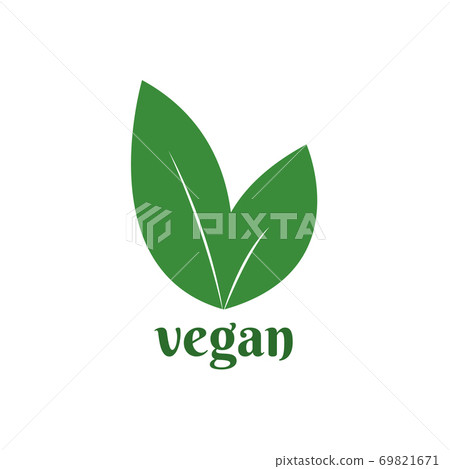 Vegan logo. Vegetarian food diet icon with leaf symbol Vegan logo. Vegetarian food diet icon with leaf symbol 69821671