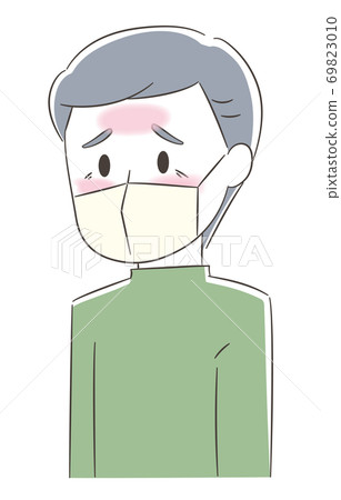 戴著發燒和麵具的中年男子 戴著發燒和麵具的中年男子 69823010