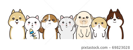 矢量圖的動物對齊的狗和貓 矢量圖的動物對齊的狗和貓 69823028