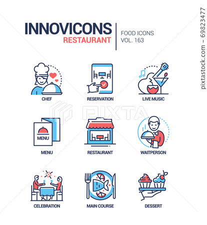 Restaurant - modern line design style icons set Restaurant - modern line design style icons set 69823477