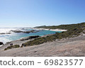 A beautiful white sandy beach surrounded by rocks Green Pool 400km south of Perth, Western Australia 69823577
