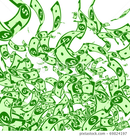 American dollar notes falling. Messy USD bills on American dollar notes falling. Messy USD bills on 69824197