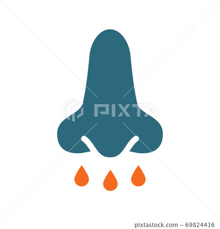 Sinusitis colored icon. Diseased of nose and paranasal sinuse, stuffy nose, runny nose symbol 69824416