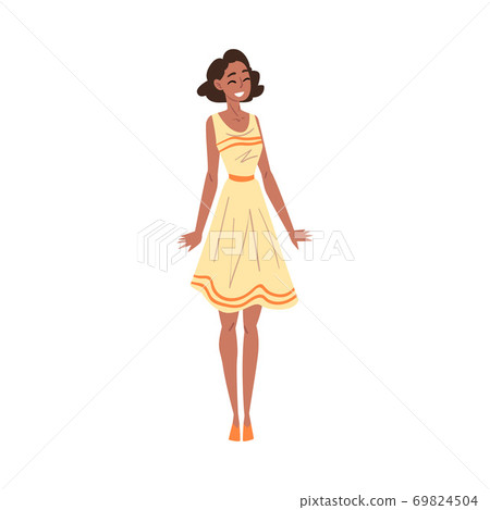 Cheerful Smiling African American Woman, Happy Person Character in Casual Clothes Cartoon Style Vector Illustration Cheerful Smiling African American Woman, Happy Person Character in Casual Clothes Cartoon Style Vector Illustration 69824504