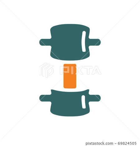 Compression fracture of the spine colored icon. Discopathy, spinal disc herniation symbol Compression fracture of the spine colored icon. Discopathy, spinal disc herniation symbol 69824505