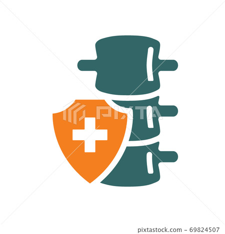 Healthy protected spine colored icon. Treatment, first aid for spine diseases symbol Healthy protected spine colored icon. Treatment, first aid for spine diseases symbol 69824507