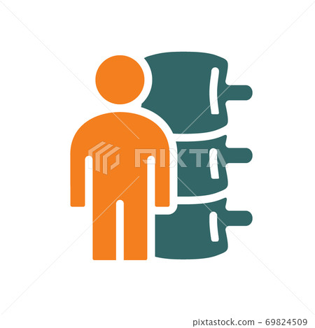 Spine with man colored icon. Human spinal canal symbol 69824509