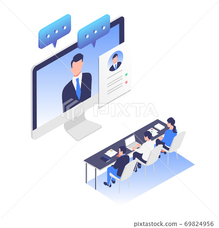 在線面試招聘的插圖材料 69824956