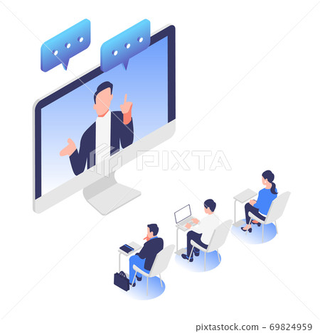 Image illustration material of people who are taking webinar online Image illustration material of people who are taking webinar online 69824959