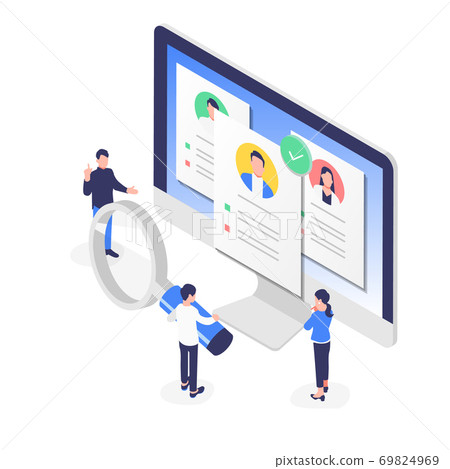 正在考慮招聘人力資源的商務人士的插圖資料 正在考慮招聘人力資源的商務人士的插圖資料 69824969