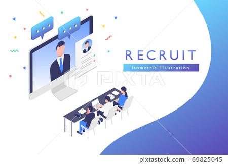 在線面試招聘的插圖材料 69825045