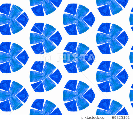 Blue blue vintage seamless pattern. Hand drawn wat Blue blue vintage seamless pattern. Hand drawn wat 69825301