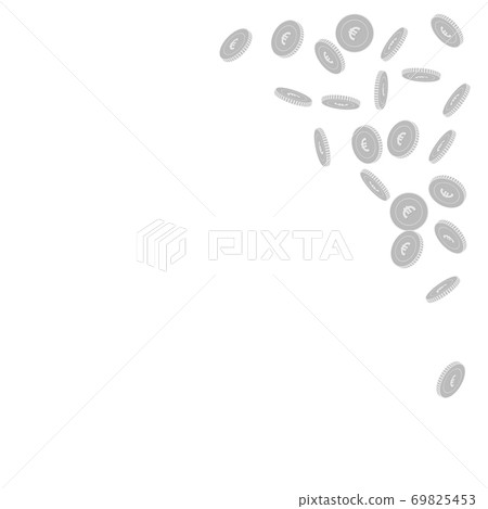 European Union Euro coins falling. Scattered black European Union Euro coins falling. Scattered black 69825453