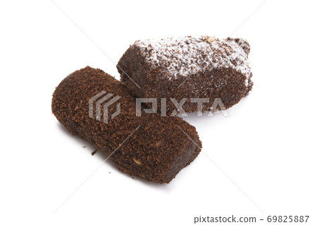 chocolate brownies isolated 69825887