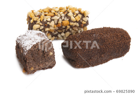 chocolate brownies isolated 69825890