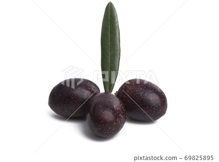 black olives with leaves isolated 69825895