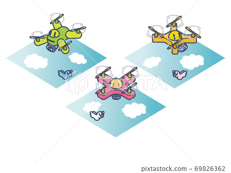 Illustration of 3 kinds of cute drones with cameras Illustration of 3 kinds of cute drones with cameras 69826362