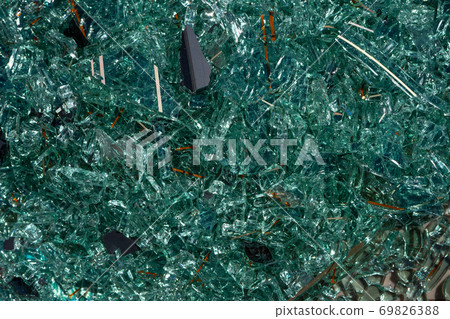 Closeup of broken car glass shards. ShinyTexture  69826388