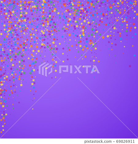 Festive confetti. Celebration stars. Rainbow brigh 69826911