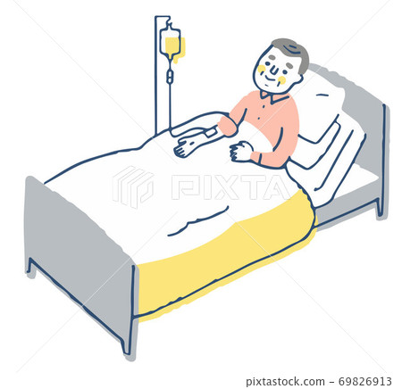老人在床上接受滴水 69826913