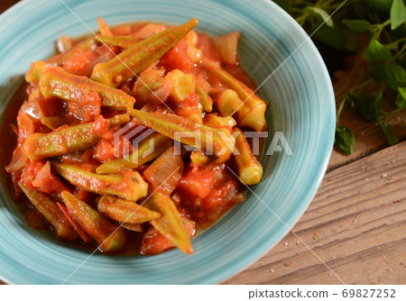 Okra dish with tomatoes Okra dish with tomatoes 69827252