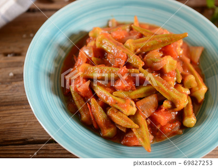 Okra dish with tomatoes Okra dish with tomatoes 69827253