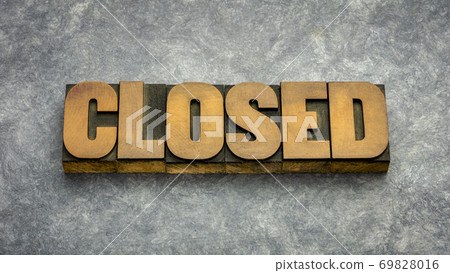 closed word abstract in wood type closed word abstract in wood type 69828016