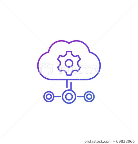 Edge computing technologies line icon with cloud Edge computing technologies line icon with cloud 69828066
