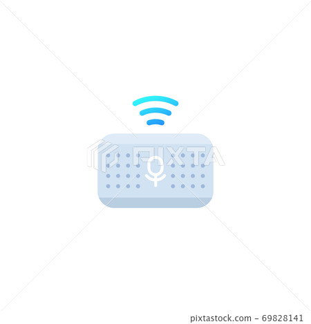 Smart speaker, voice assistant icon on white - Stock Illustration ...