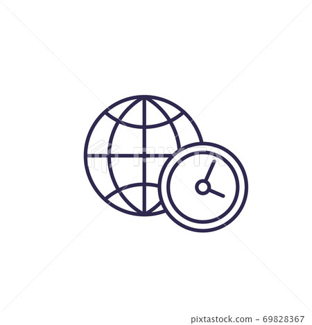 world time icon, line vector world time icon, line vector 69828367