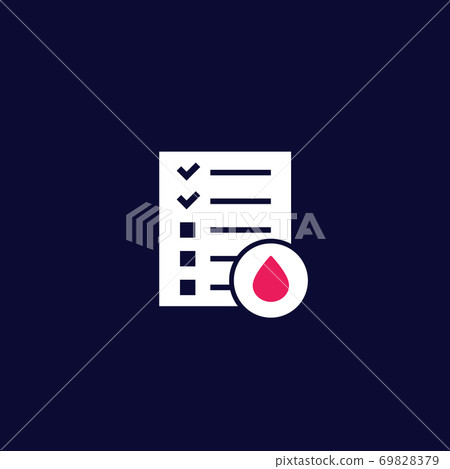 blood test results, medical diagnostics icon blood test results, medical diagnostics icon 69828379