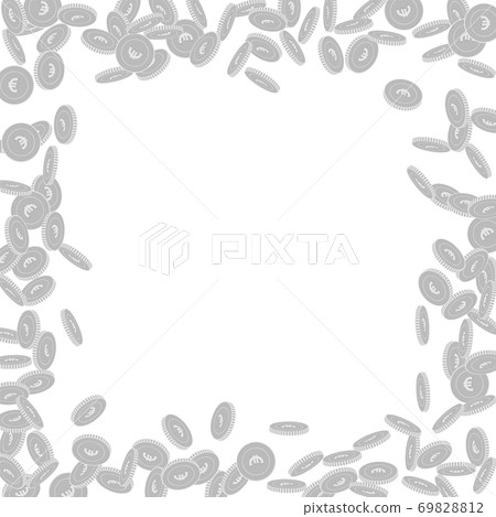 European Union Euro coins falling. Scattered black European Union Euro coins falling. Scattered black 69828812