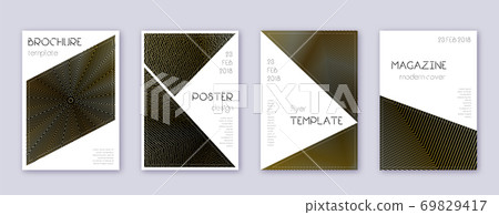 Triangle brochure design template set. Gold abstra Triangle brochure design template set. Gold abstra 69829417