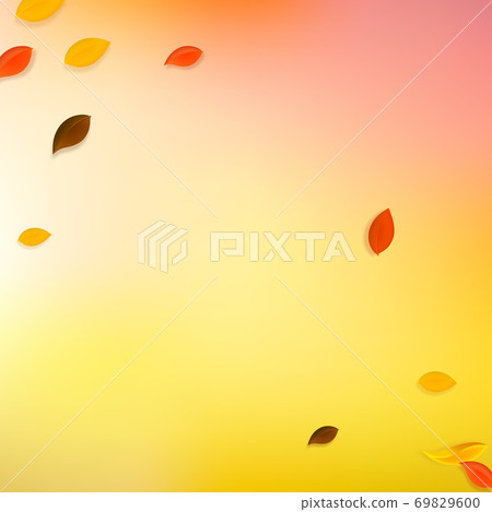 Falling autumn leaves. Red, yellow, green, brown c 69829600