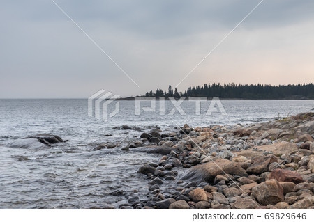 Sweden rocky sea side. Northern cloudy landscape Sweden rocky sea side. Northern cloudy landscape 69829646