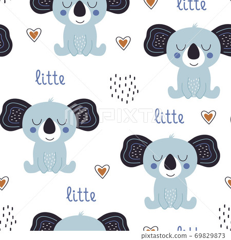 seamless pattern with cute koala, vector... - Stock Illustration ...
