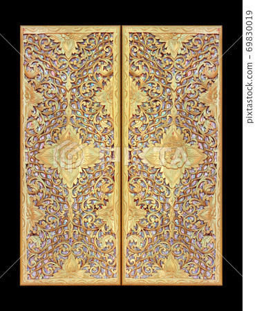 Pattern of wood carved for decoration isolated on 69830019