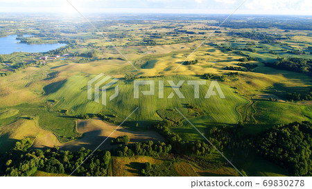 Aerial view of masuria district in Poland 69830278
