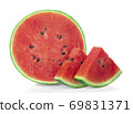 A half and slice watermelon isolated on white. 69831371