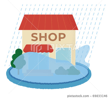 Vector illustration of a shop that is flooded Vector illustration of a shop that is flooded 69833146