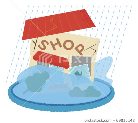 Vector illustration of a shop that is flooded Vector illustration of a shop that is flooded 69833148