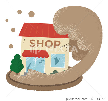 Vector illustration of a shop that is flooded 69833156