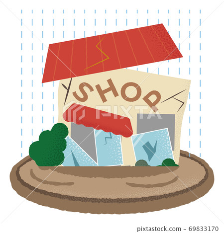 Vector illustration of a shop suffering from flooding 69833170