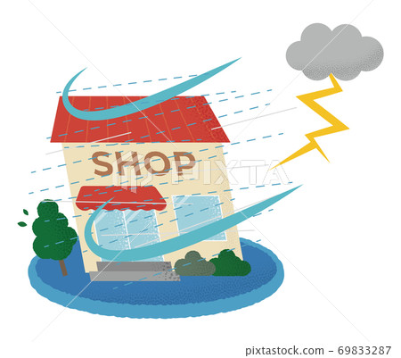遭受雷暴的商店的矢量圖 遭受雷暴的商店的矢量圖 69833287