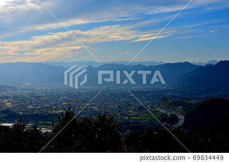 A bird's-eye view of Ueda City from Sugadaira, Nagano Prefecture 69834449