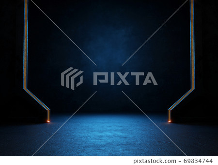 Empty dark room, Modern Futuristic Sci Fi Background 69834744