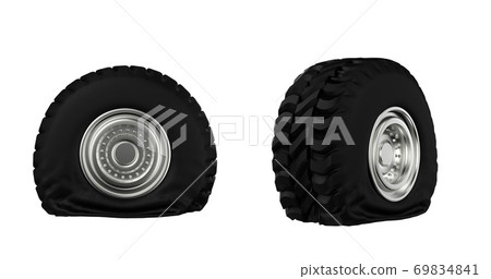 flat truck tires isolated 69834841