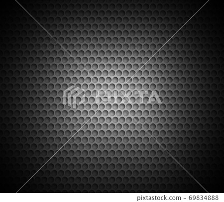 Black abstract background with metal background. Grid of round cells. 69834888