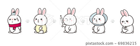 Sick rabbit vector illustration set 69836215